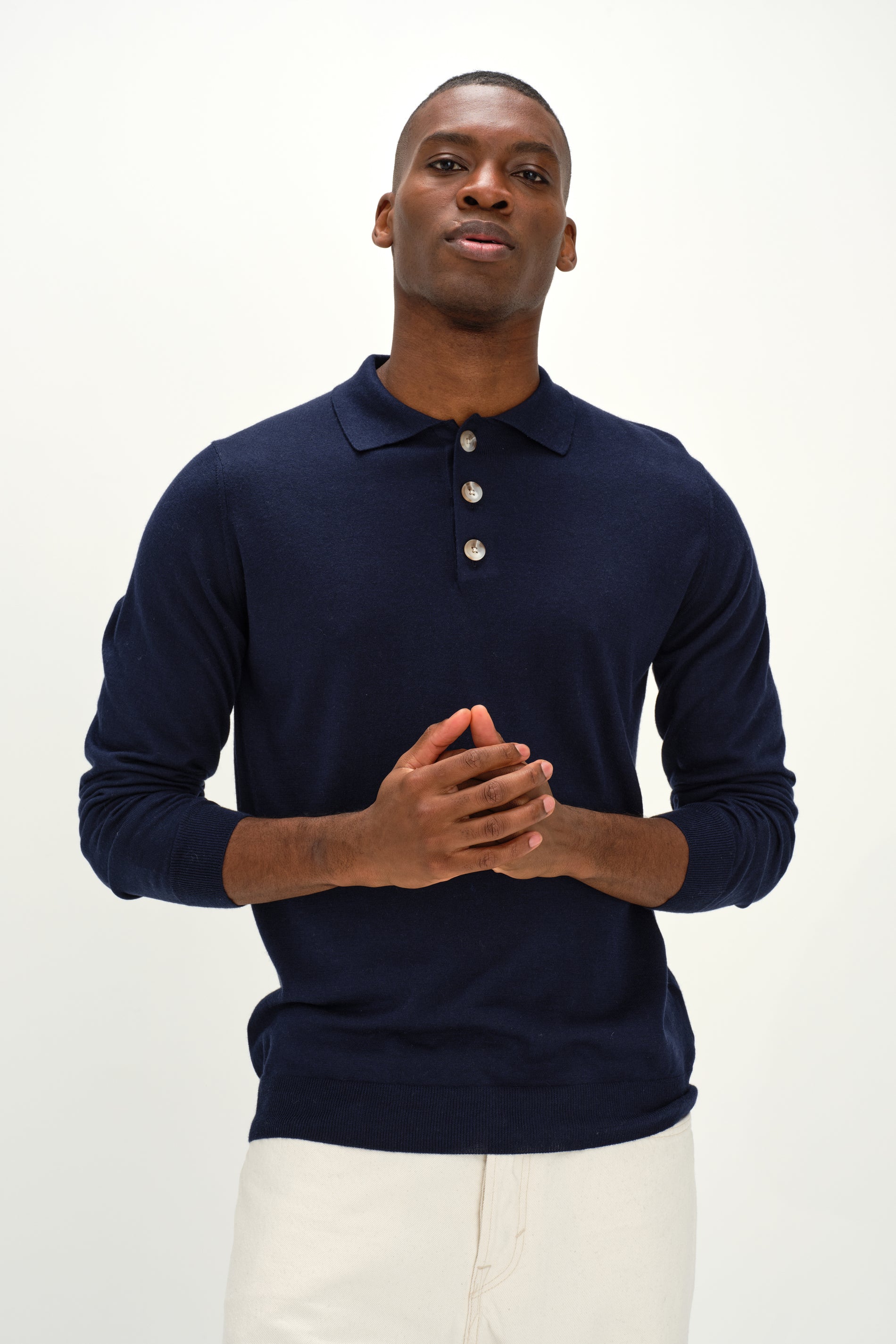 Davida Man Collar Sweaters Navy