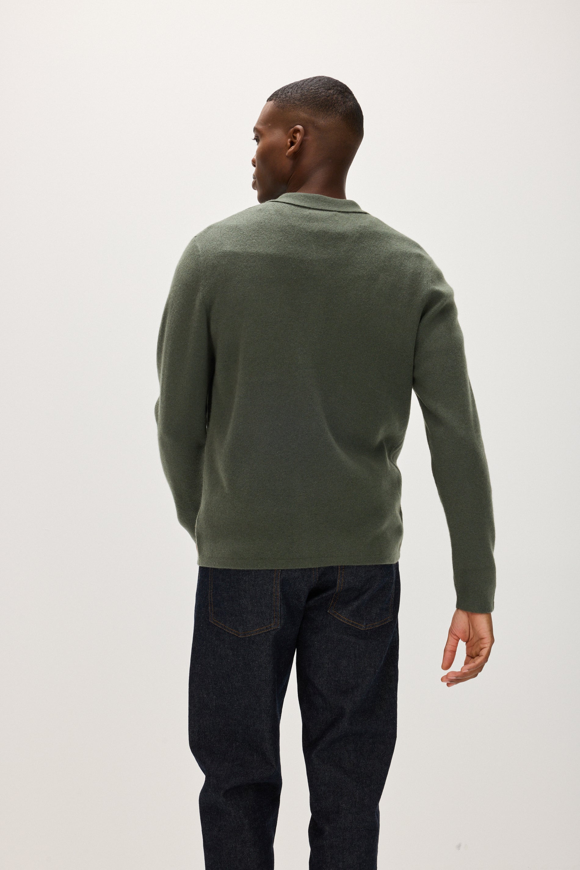 Davida Man Collar Jacket Cardigans Army Green