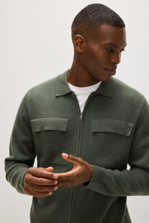 Man Collar Jacket - Army Green