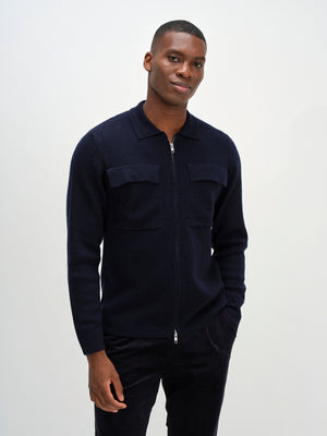 Man Collar Jacket - Navy