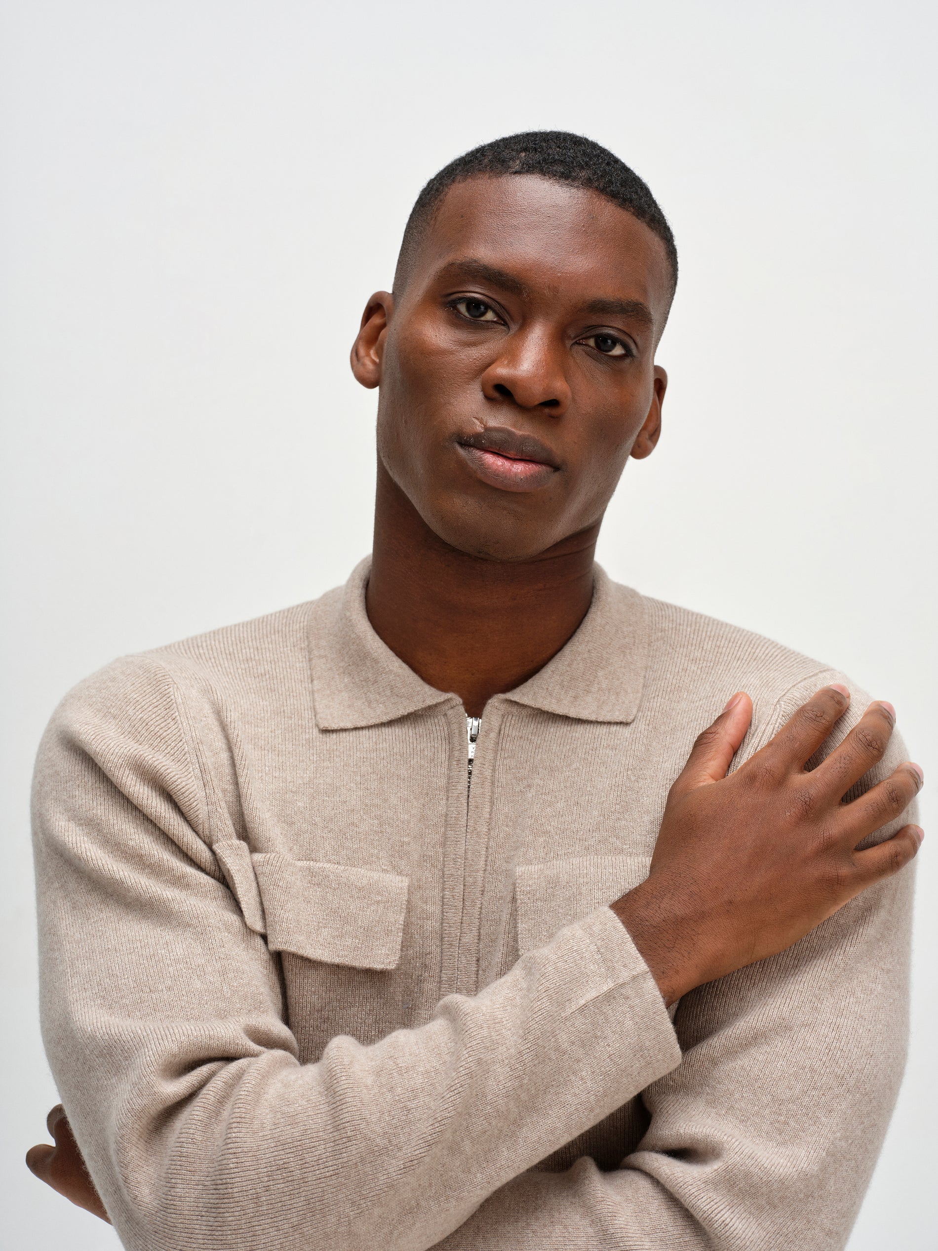 Davida Man Collar Jacket Cardigans Sand