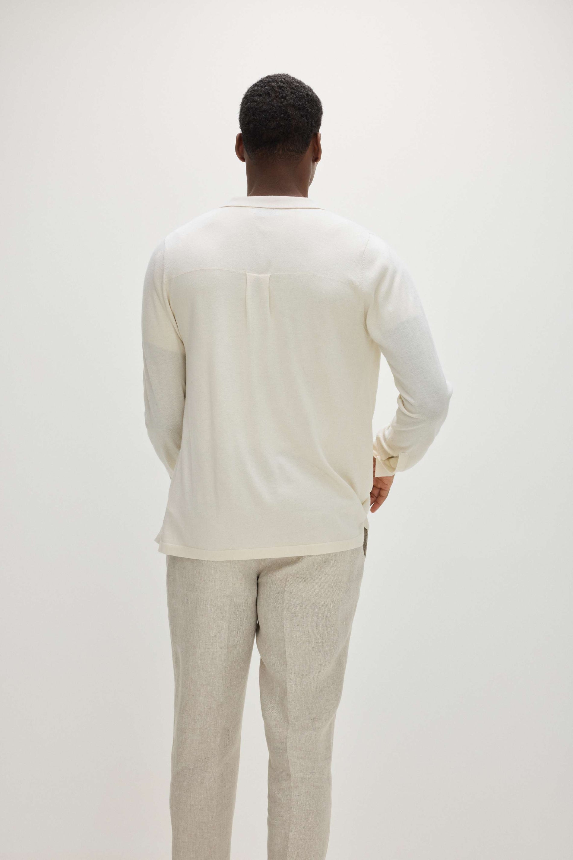 Davida Man Fine Knit Classic Shirt Sweaters White