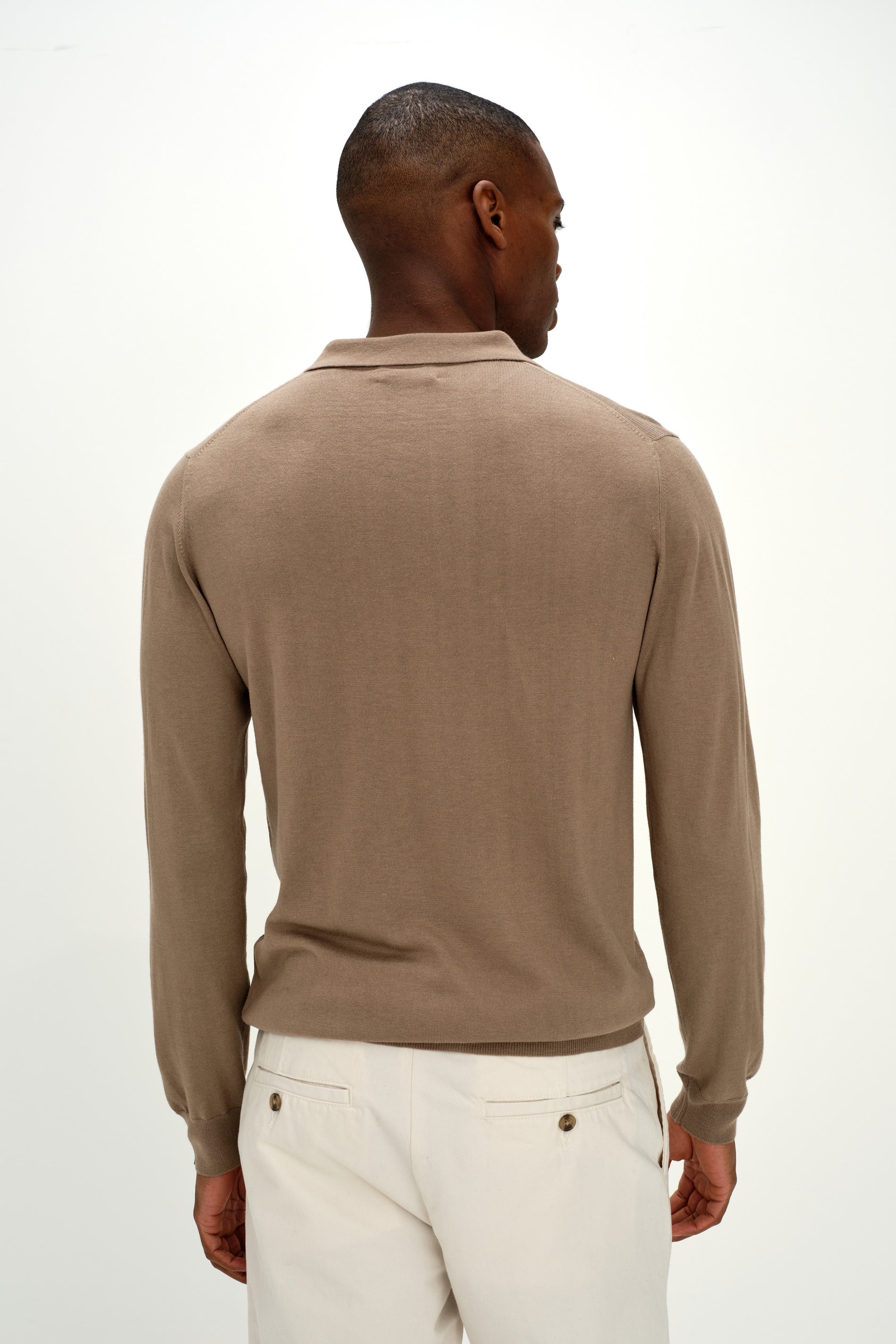 Davida Man Fine Knit Collar Sweaters Mink