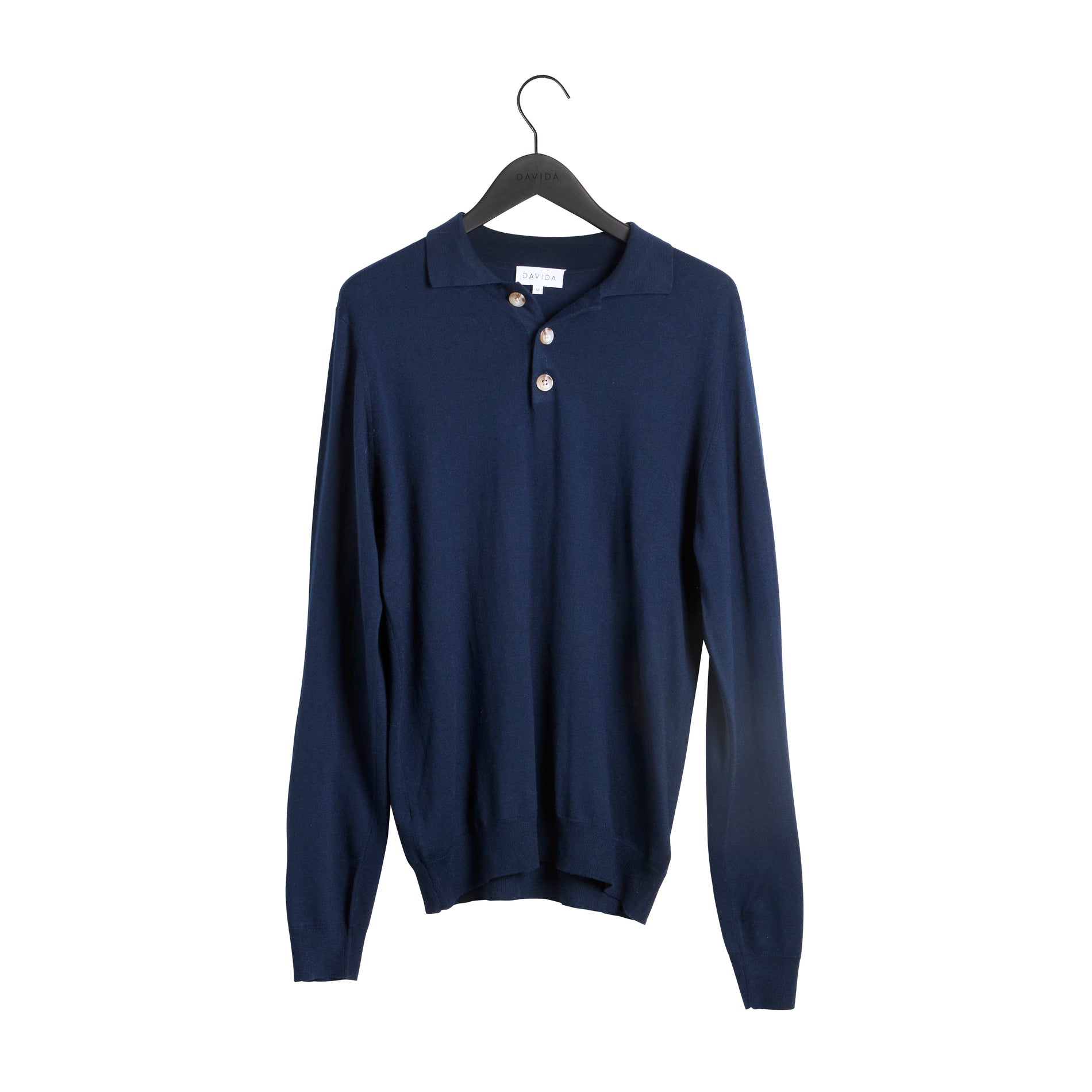 Davida Man Fine Knit Collar Sweaters Navy