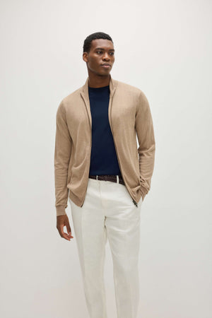 Man Fine Knit Full Zip - Mink