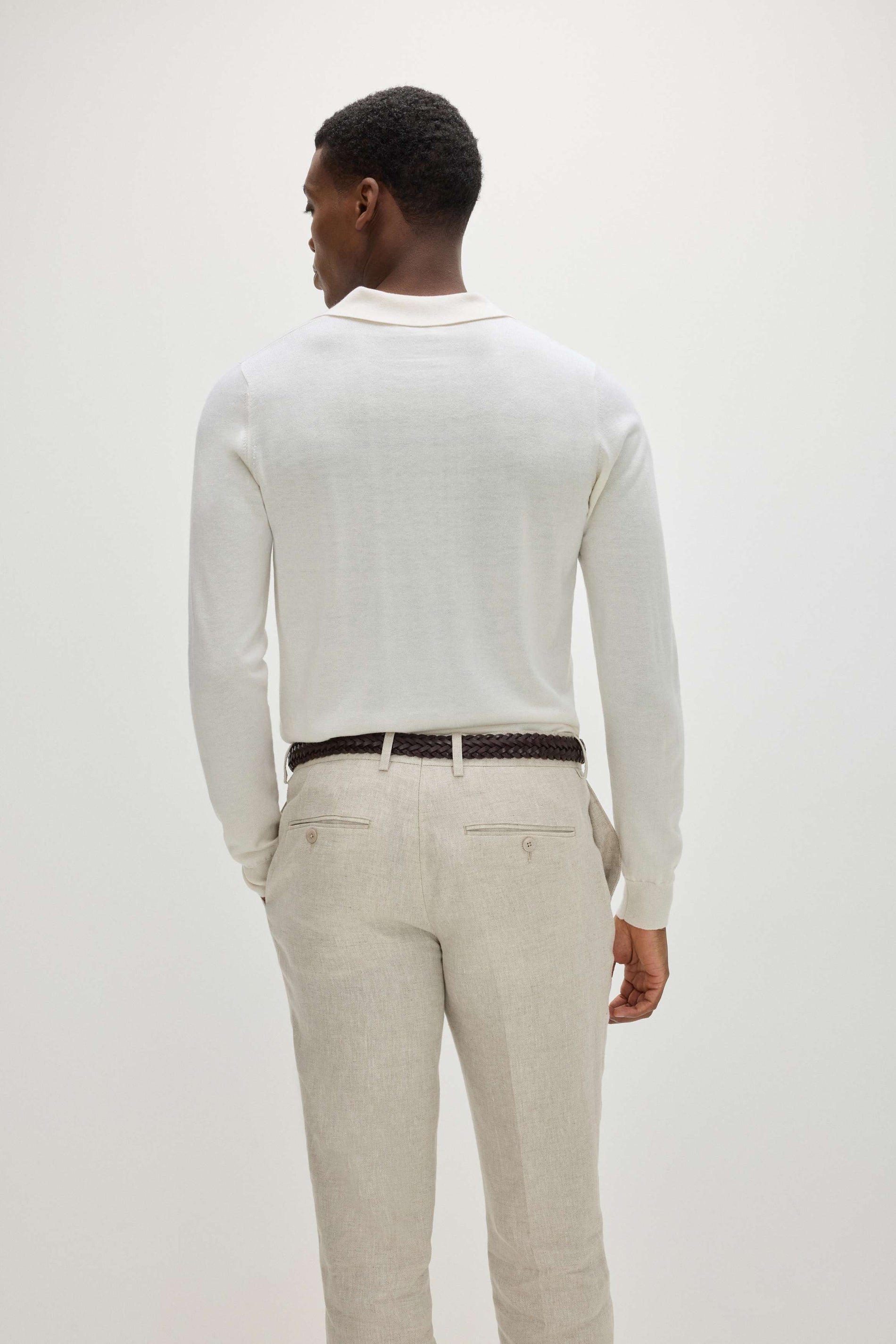 Davida Man Fine Knit Open Collar Sweater Sweaters White