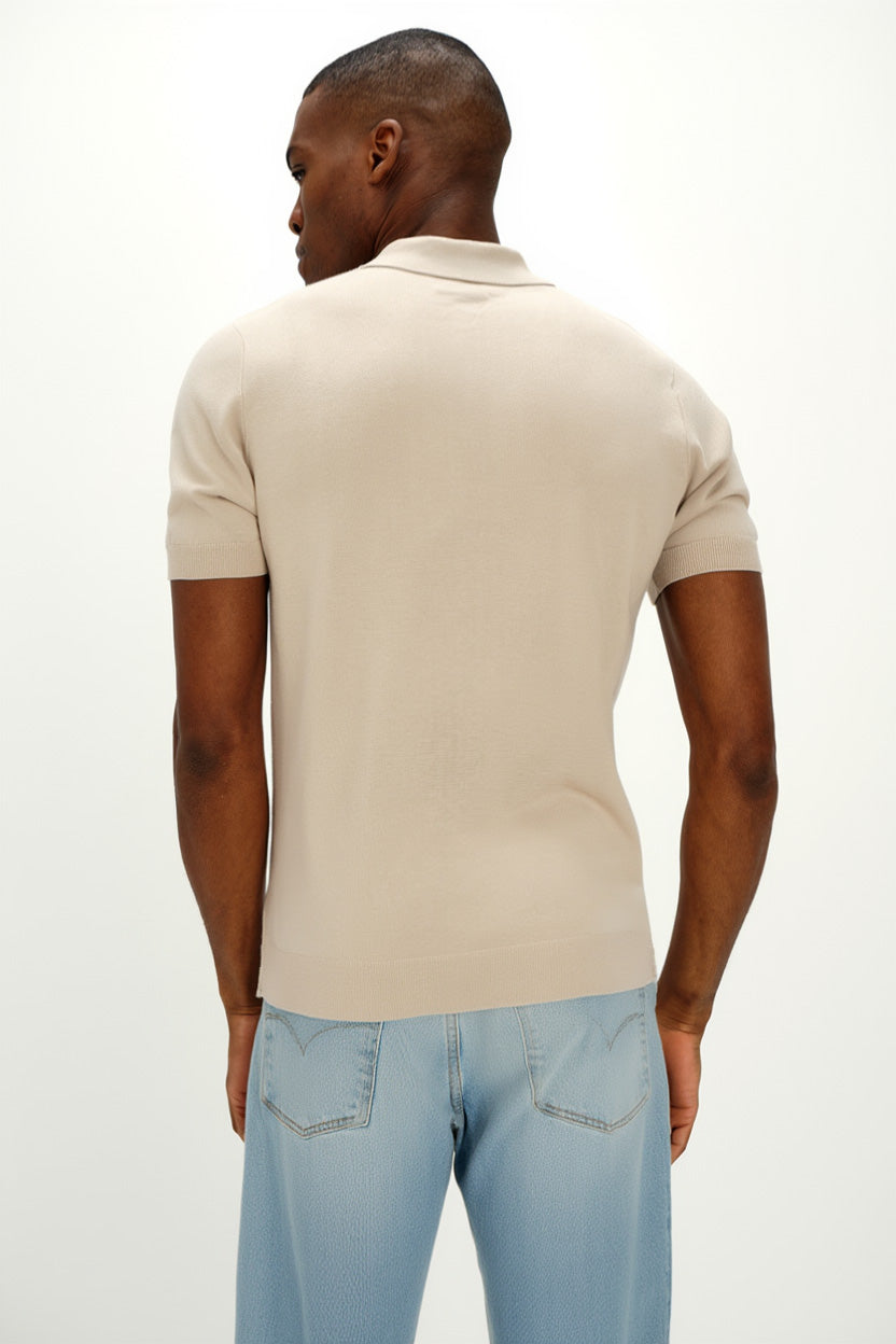 Davida Man Fine Knit Pique Sweaters Light Beige