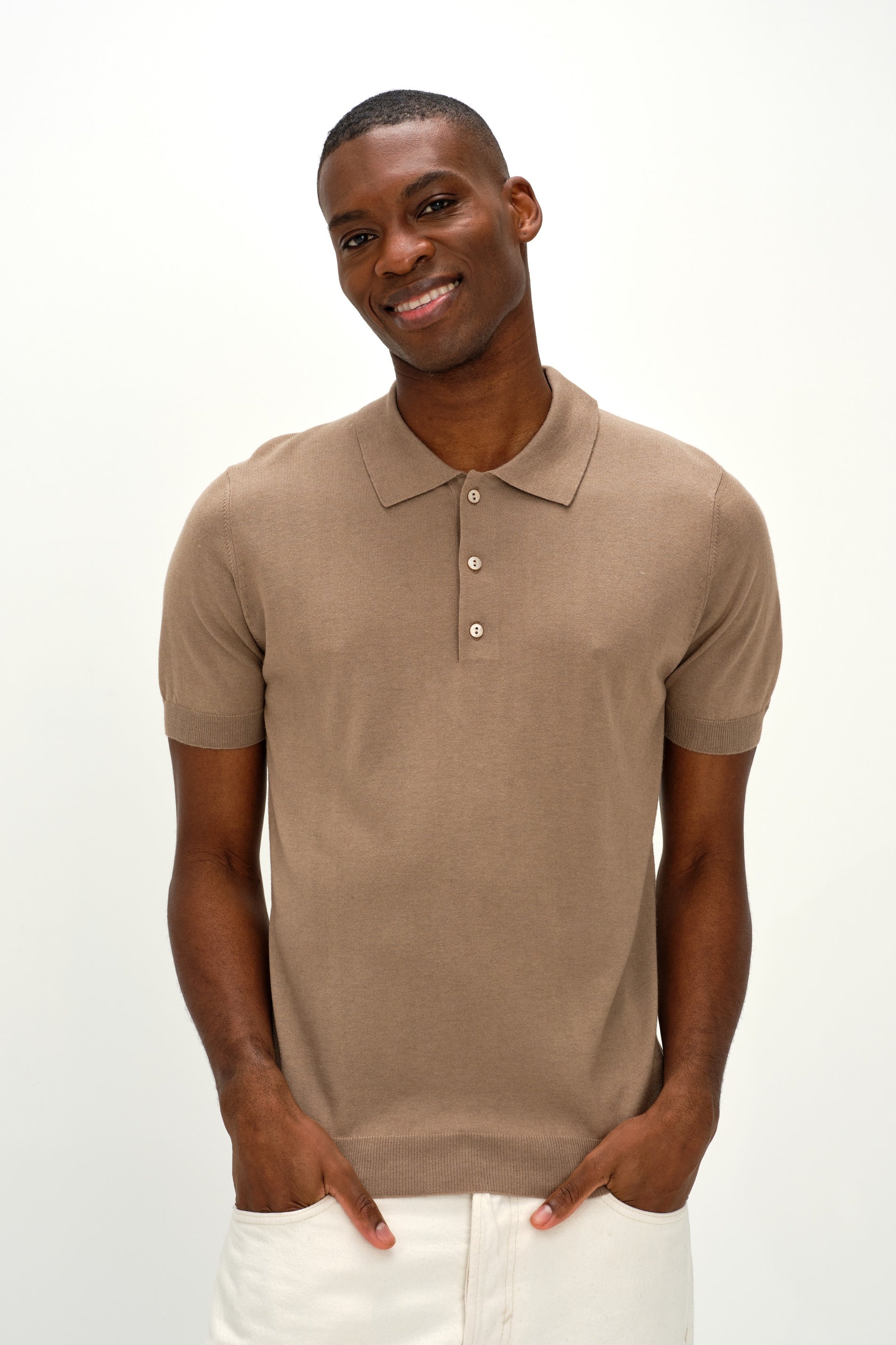 Davida Man Fine Knit Pique Sweaters Mink