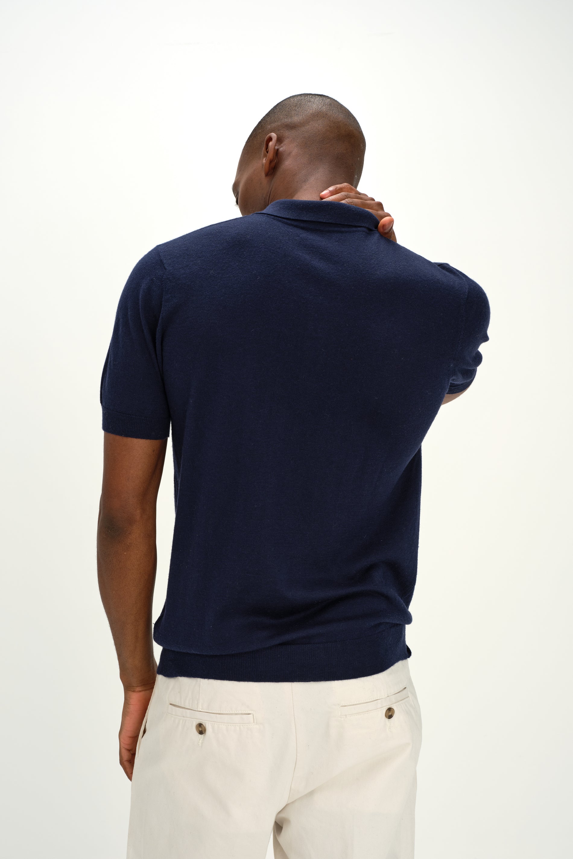 Davida Man Fine Knit Pique Sweaters Navy