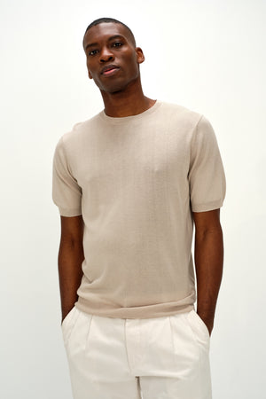 Man Fine Knit T-shirt - Light Beige