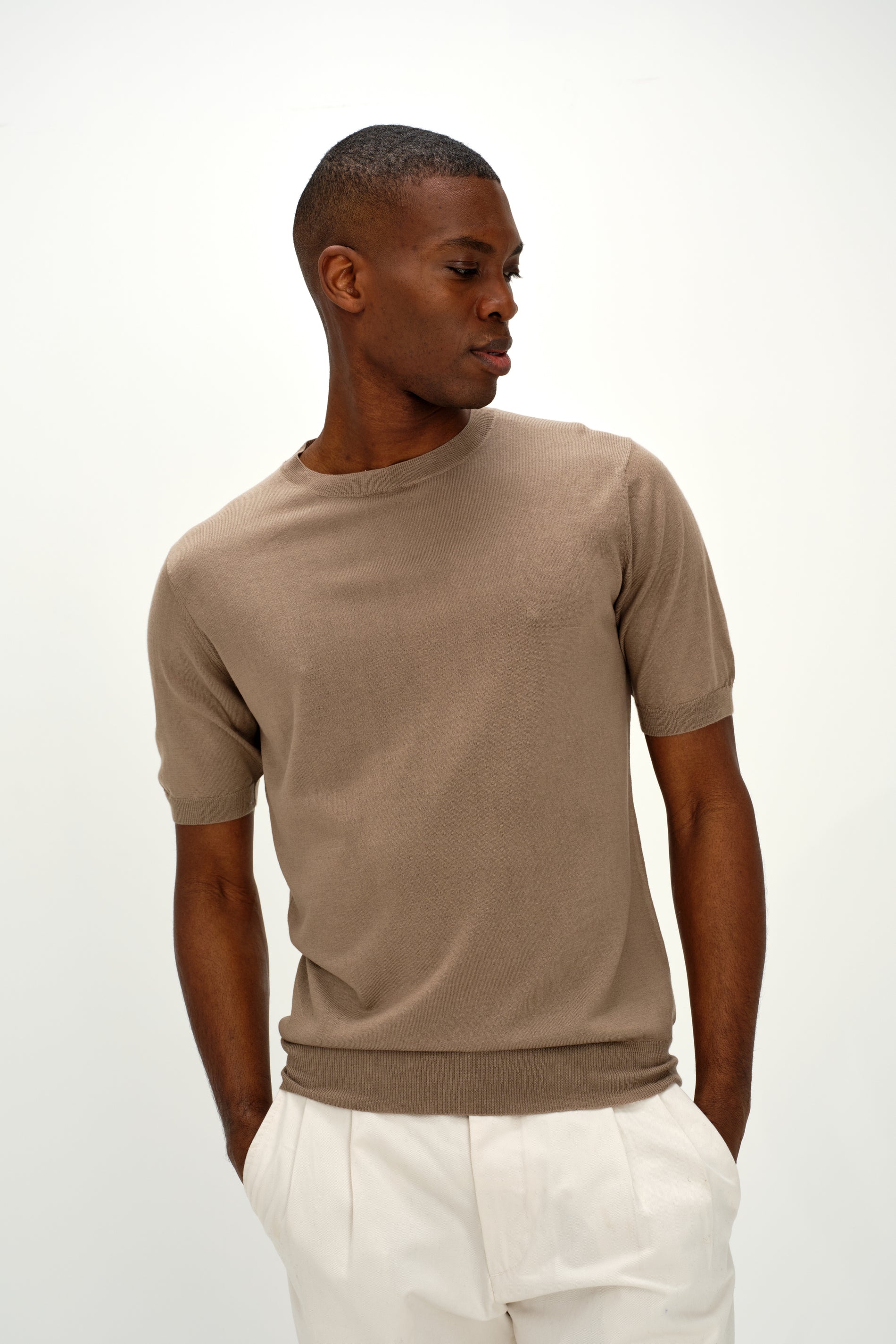 Davida Man Fine Knit T-shirt Sweaters Mink