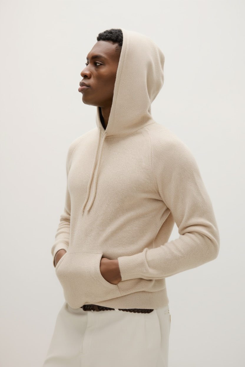 Davida Man Front Pocket Hoodie Sweaters Light Beige