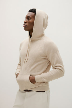 Man Front Pocket Hoodie - Light Beige