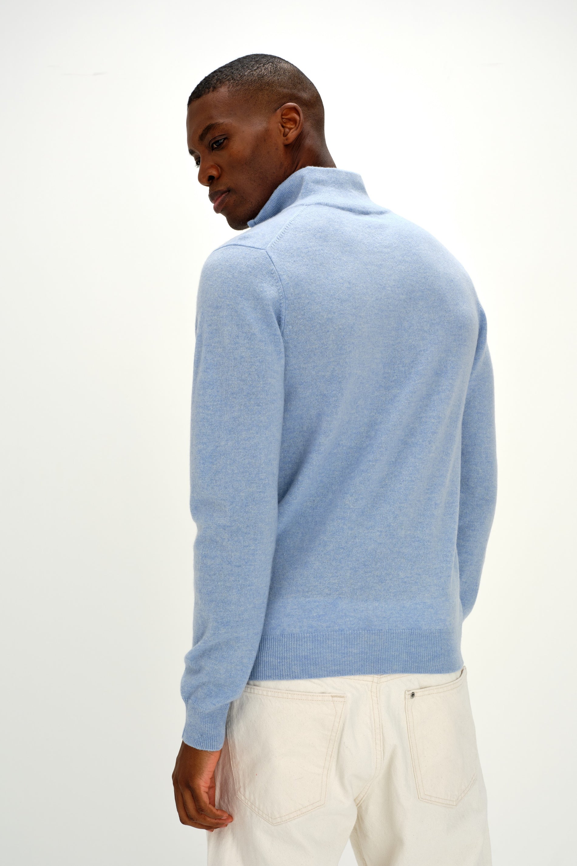 Davida Man Half Zip Sweaters Blue Fog