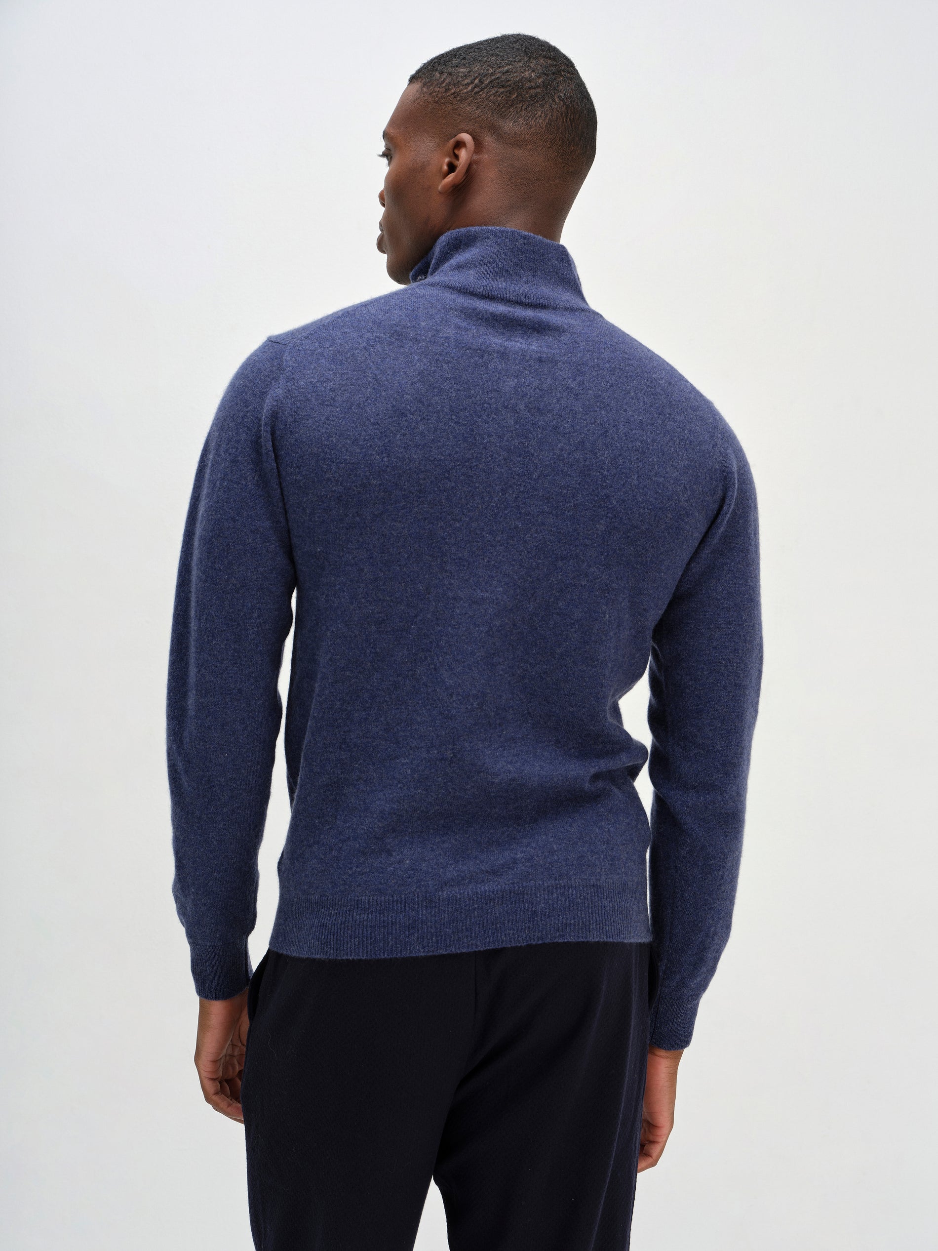 Davida Man Half Zip Sweaters Denim Blue