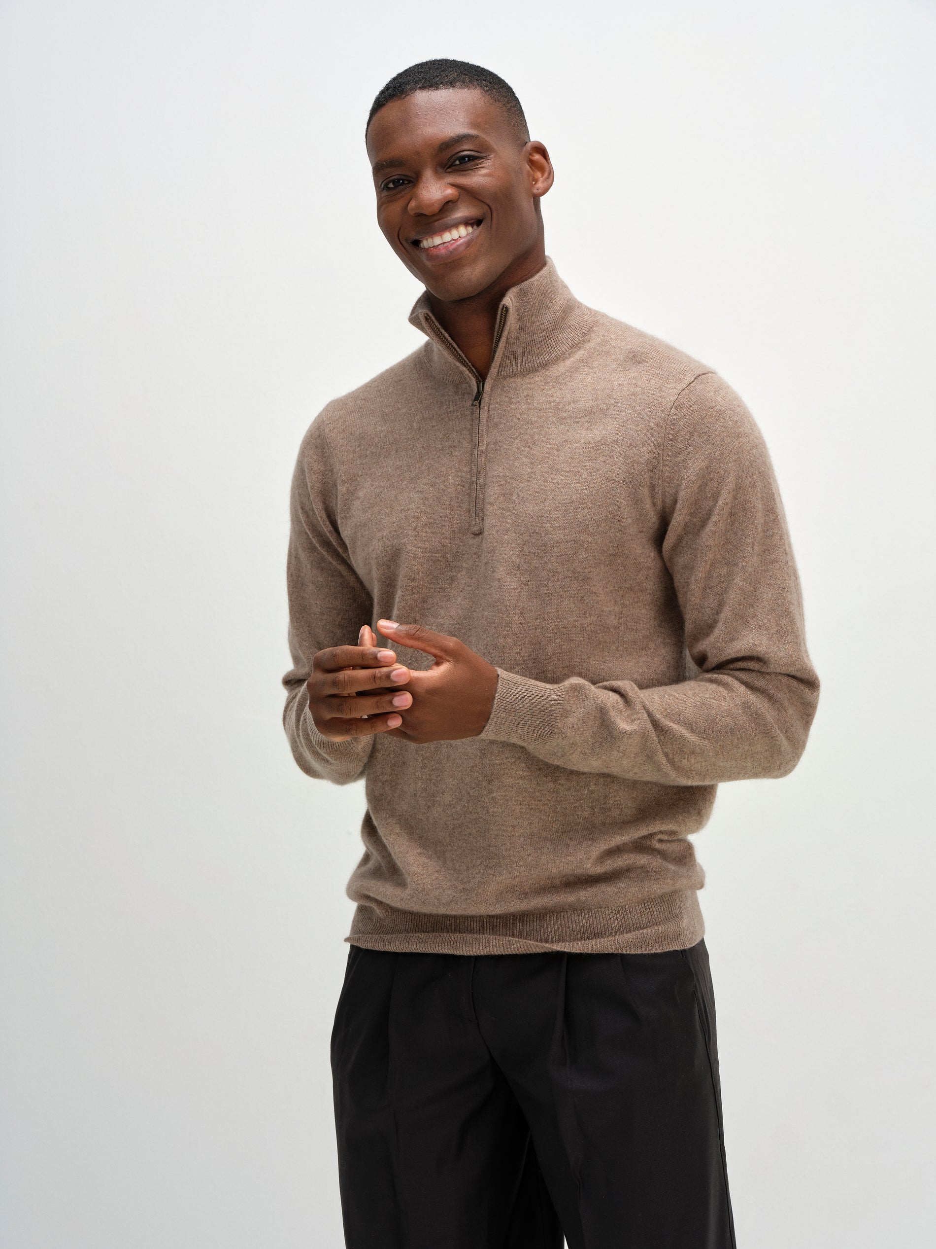Davida Man Half Zip Sweaters Mink