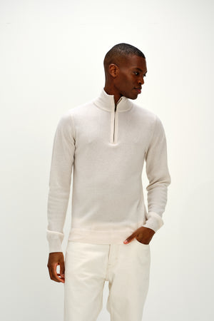 Man Half Zip - White