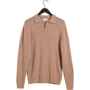 Man Half Zip Rib Sweater - Mink