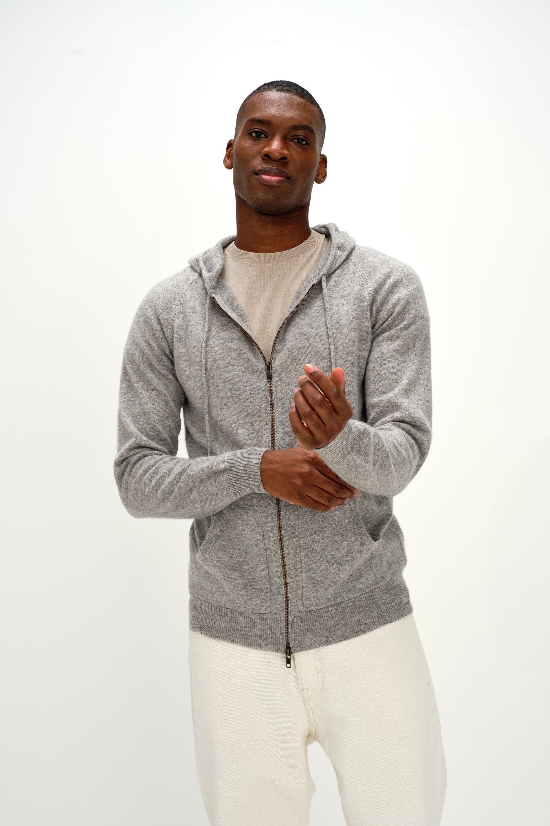 Davida Man Hood Cardigans Light Grey