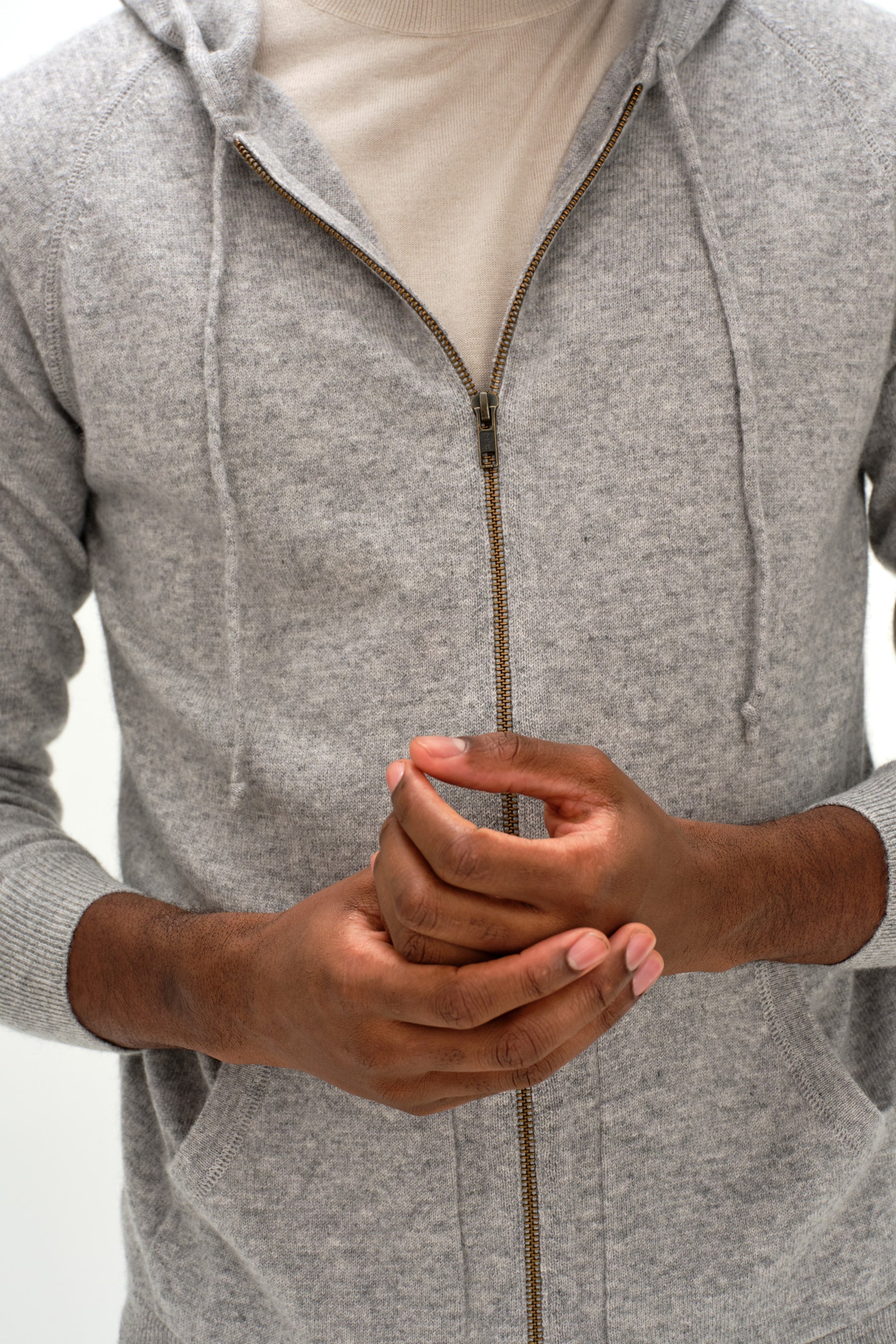 Davida Man Hood Cardigans Light Grey