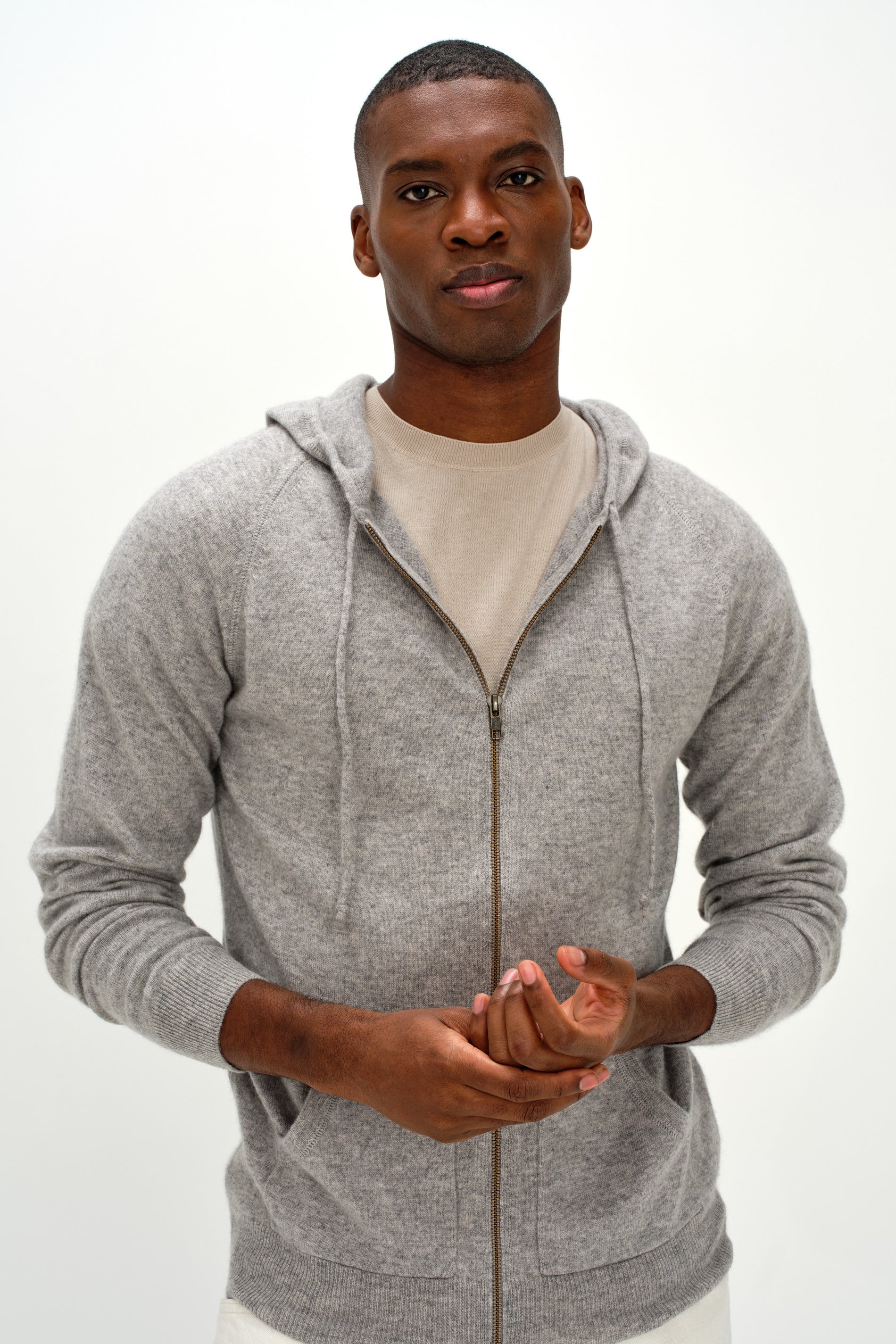 Davida Man Hood Cardigans Light Grey