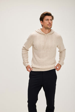 Man Hoodie Cable - Light Beige