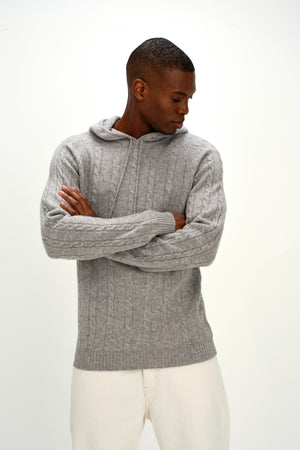 Man Hoodie Cable - Light Grey