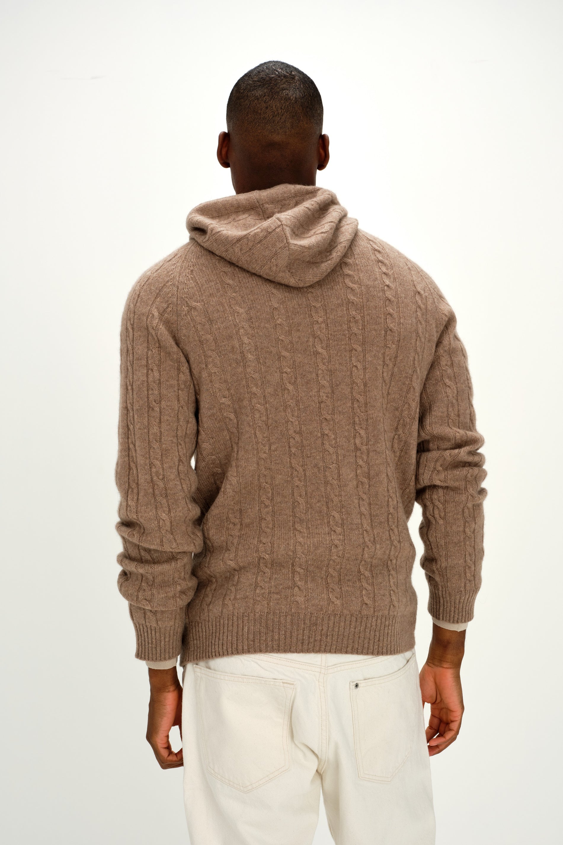 Davida Man Hoodie Cable Sweaters Mink