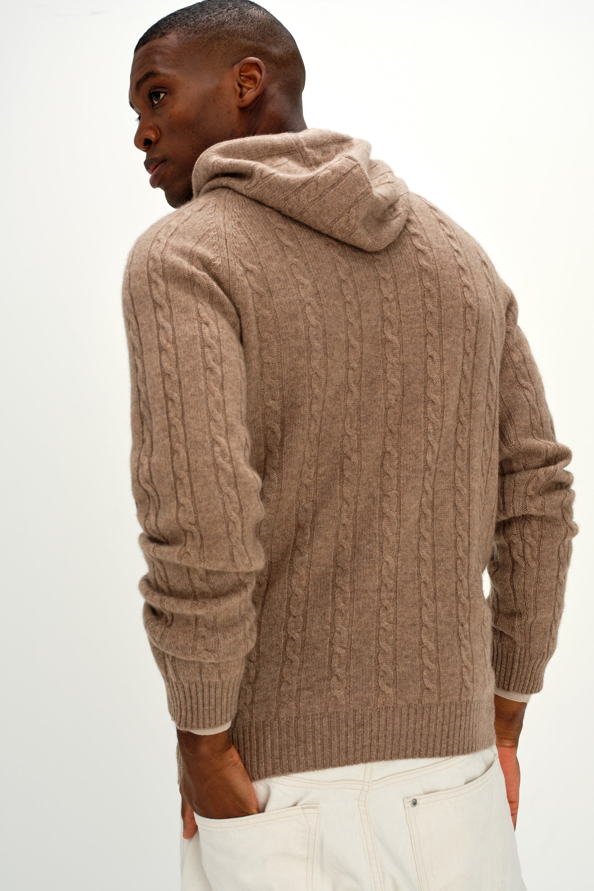 Davida Man Hoodie Cable Sweaters Mink