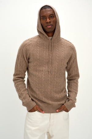 Man Hoodie Cable - Mink