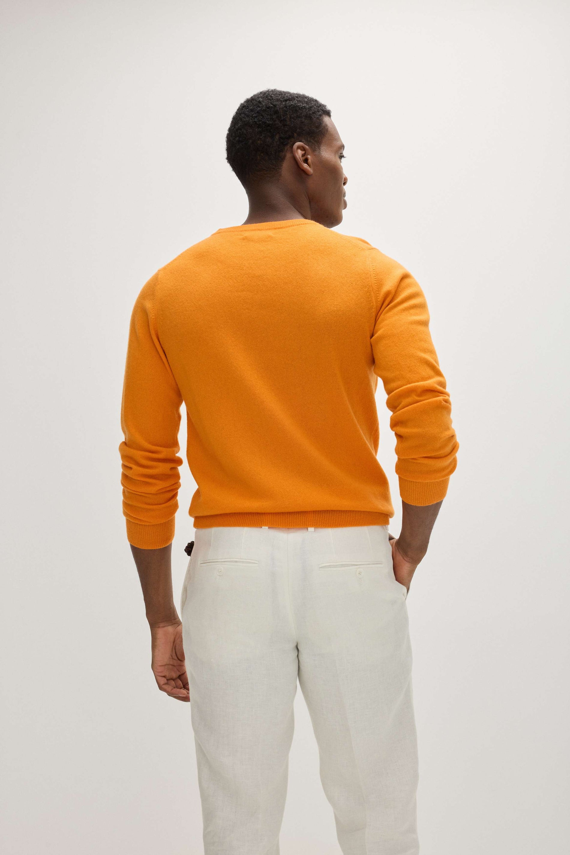 Davida Man O-neck Plain Sweaters Intense Orange