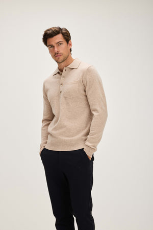 Man Polo Pocket Sweater - Sand