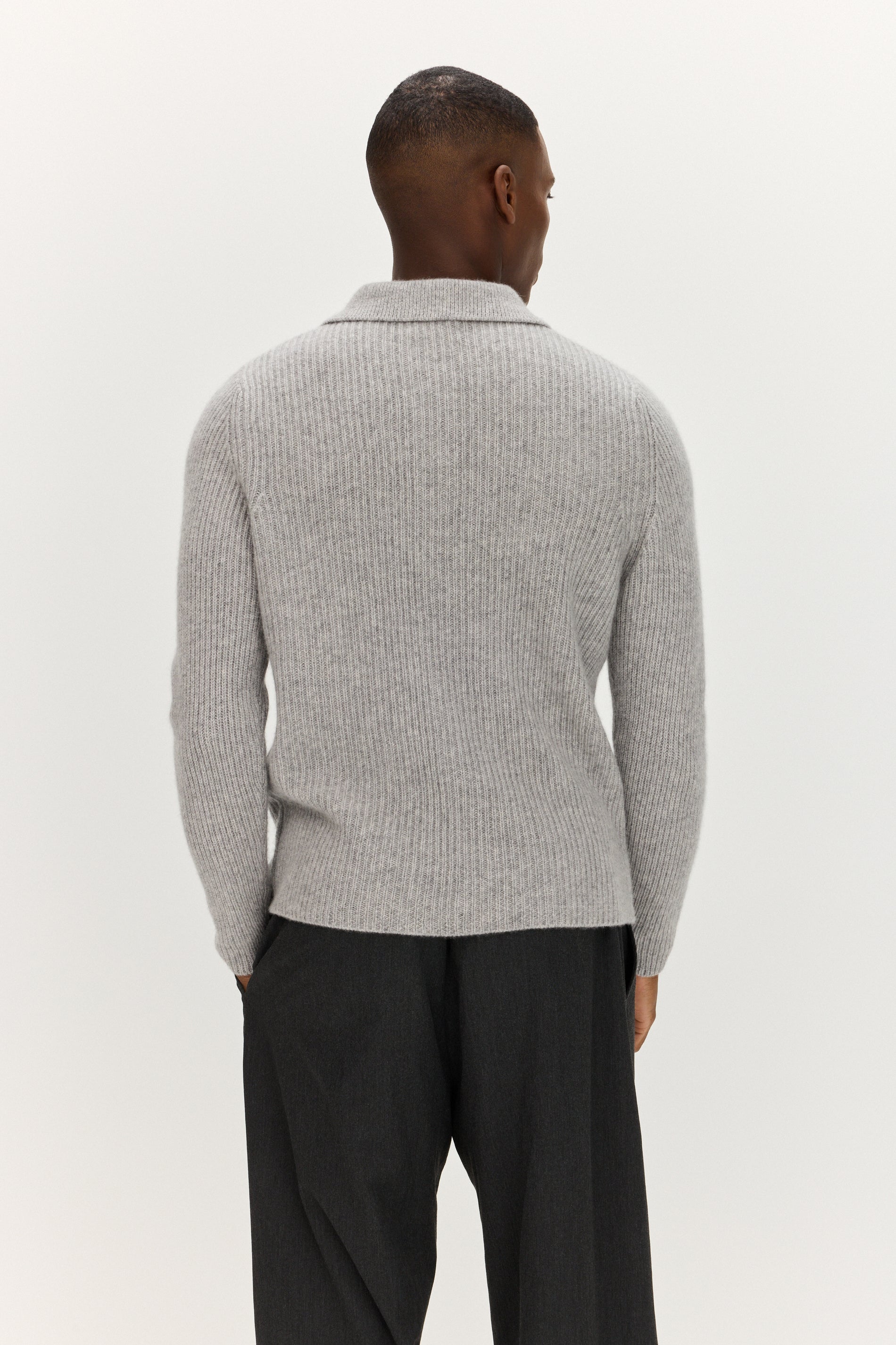 Davida Man Rib Cardigan Sweaters Light Grey