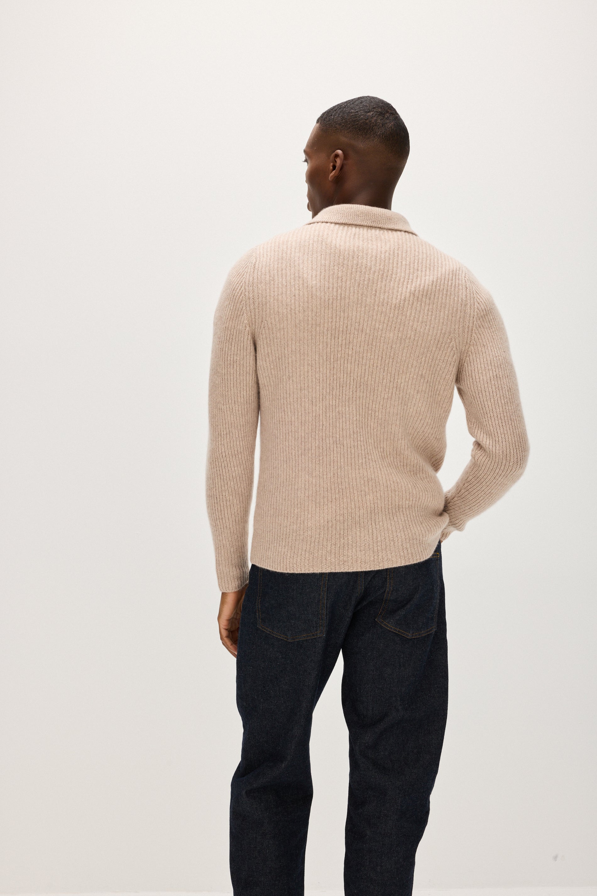 Davida Man Rib Cardigan Sweaters Sand