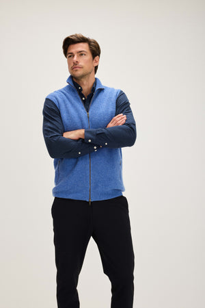 Man Zip Pockets Vest - Ocean Blue