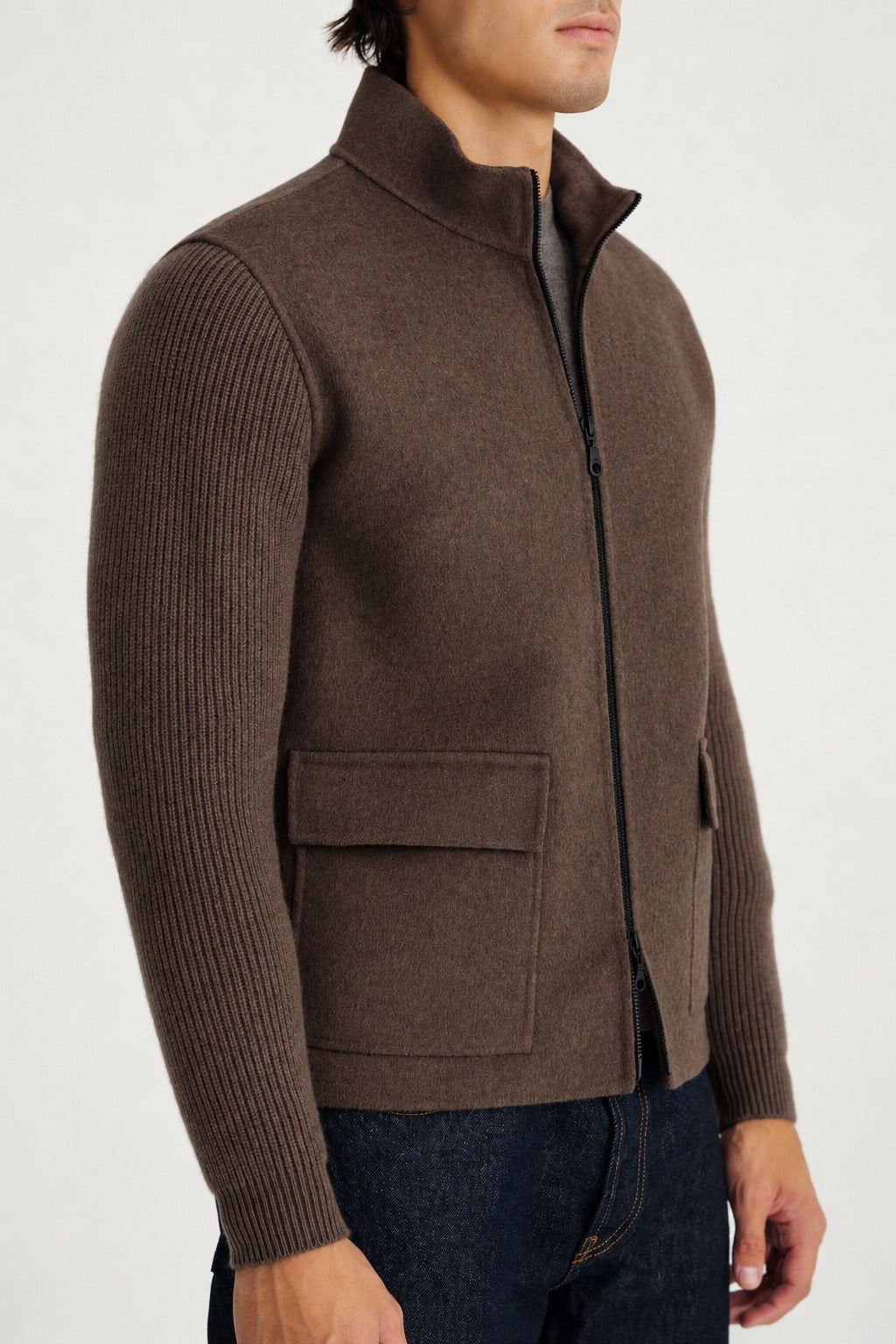 Davida Man woven jacket with pockets Outerwear Cacao
