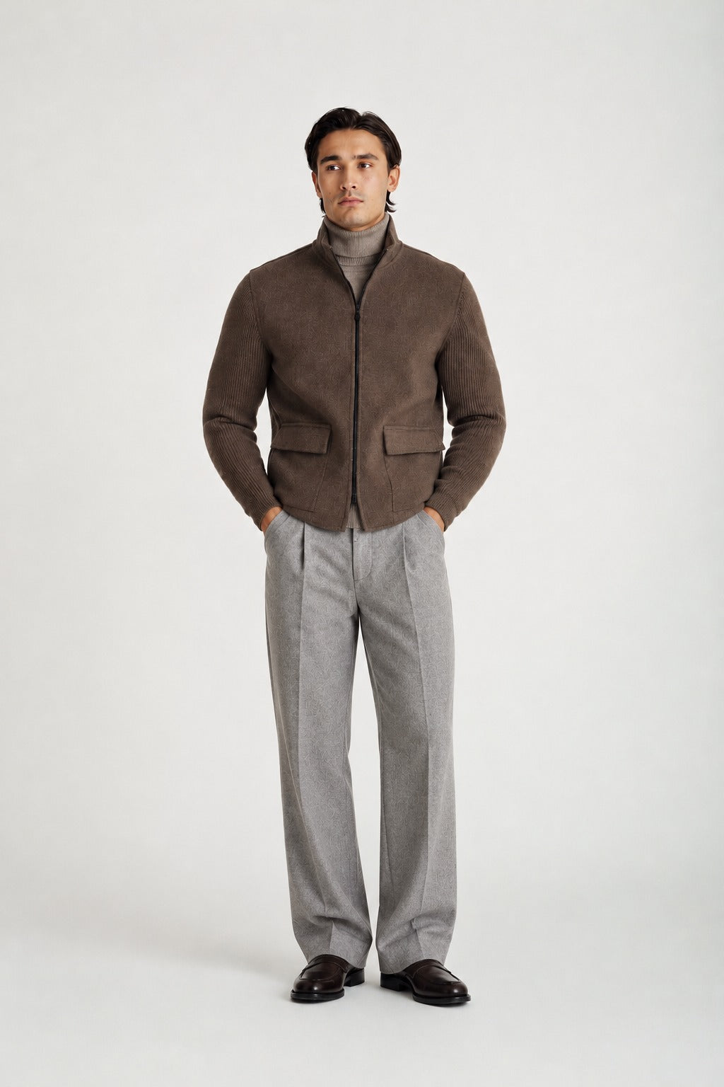 Davida Man woven jacket with pockets Outerwear Cacao