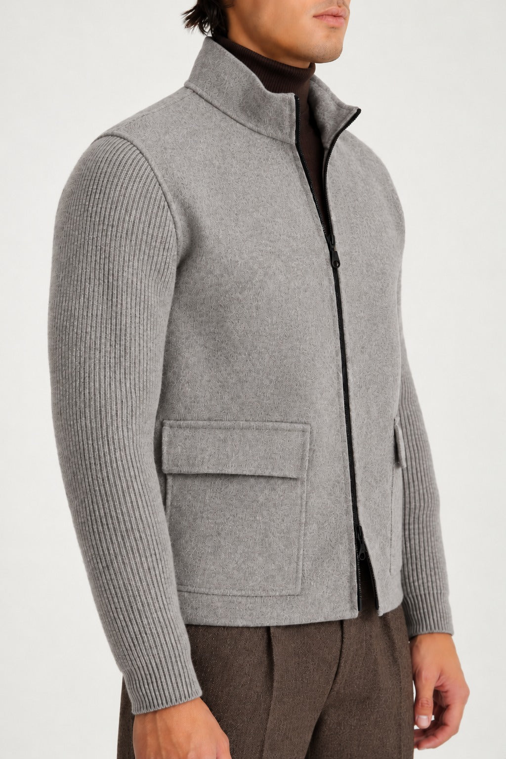 Davida Man woven jacket with pockets Outerwear Light Grey