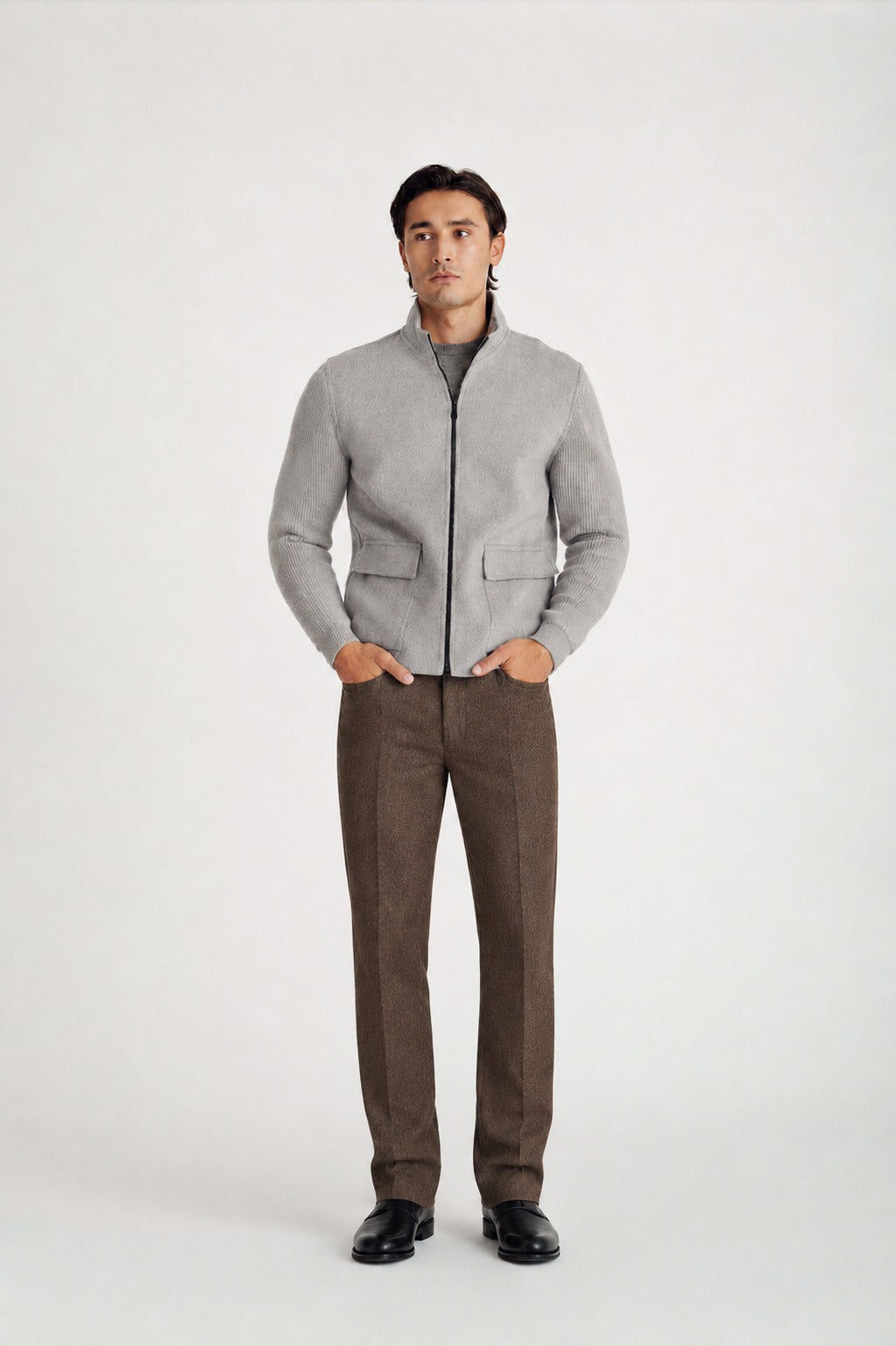 Davida Man woven jacket with pockets Outerwear Light Grey