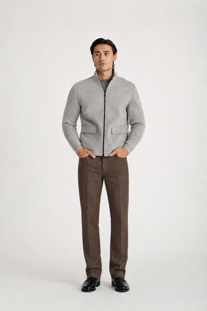 Man woven jacket with pockets - Light Grey