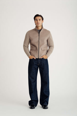 Man woven jacket with pockets - Sand
