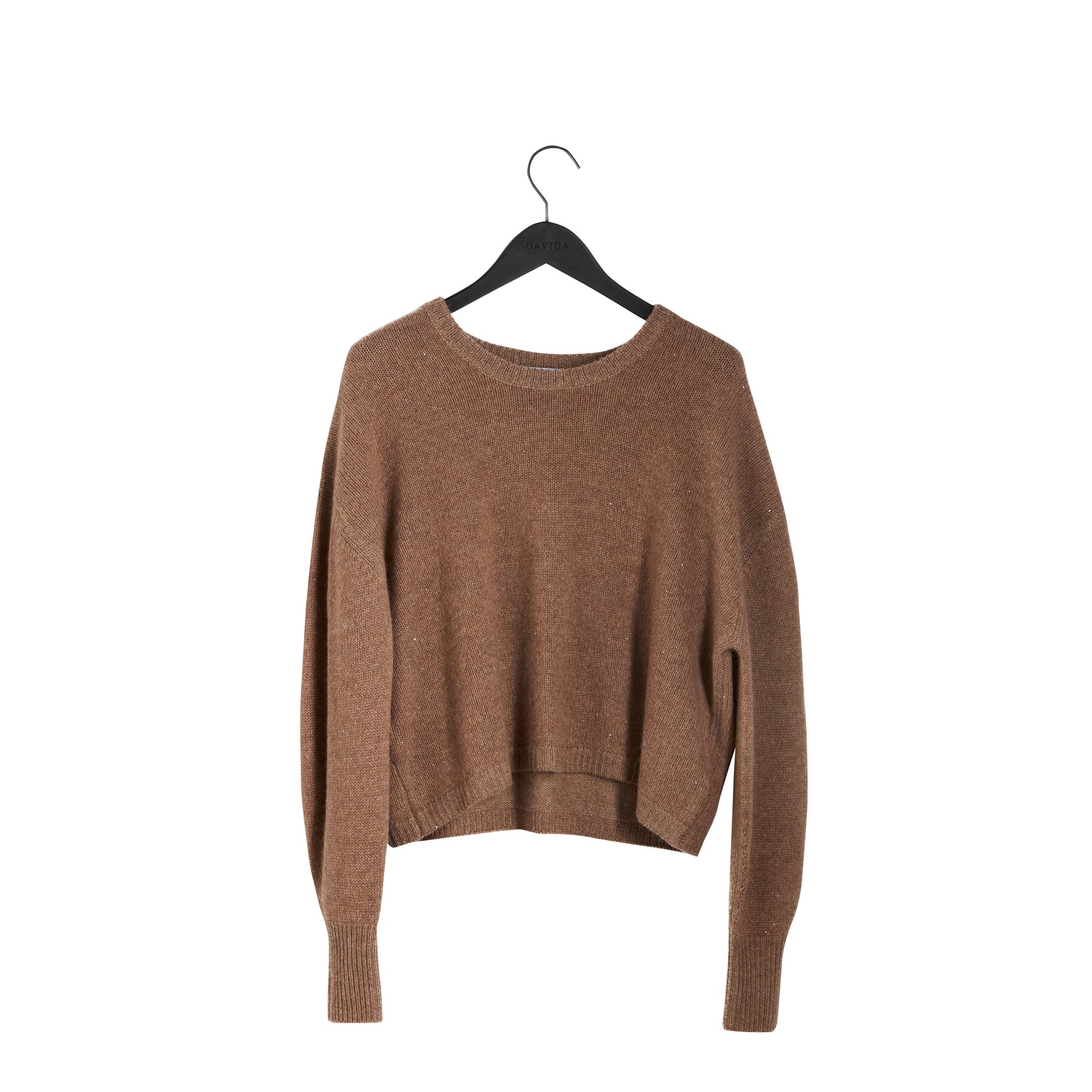 Davida O-neck Balloon Sleeve Shiny Sweaters Cacao