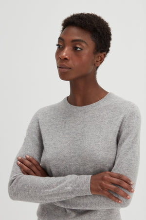 Old Basic O-neck Sweater - Light Grey