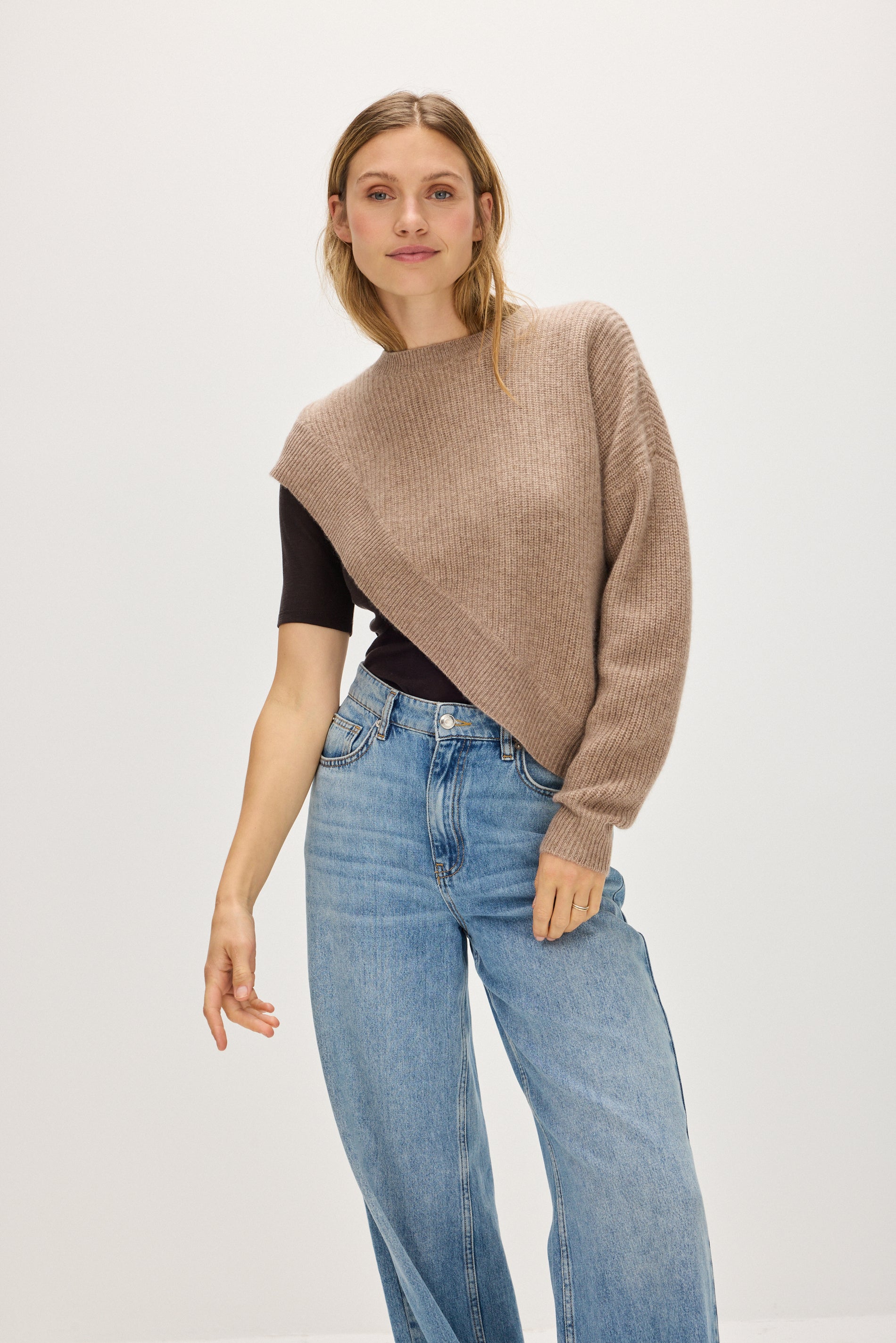 Davida One Sleeve Rib Sweater Sweaters Mink