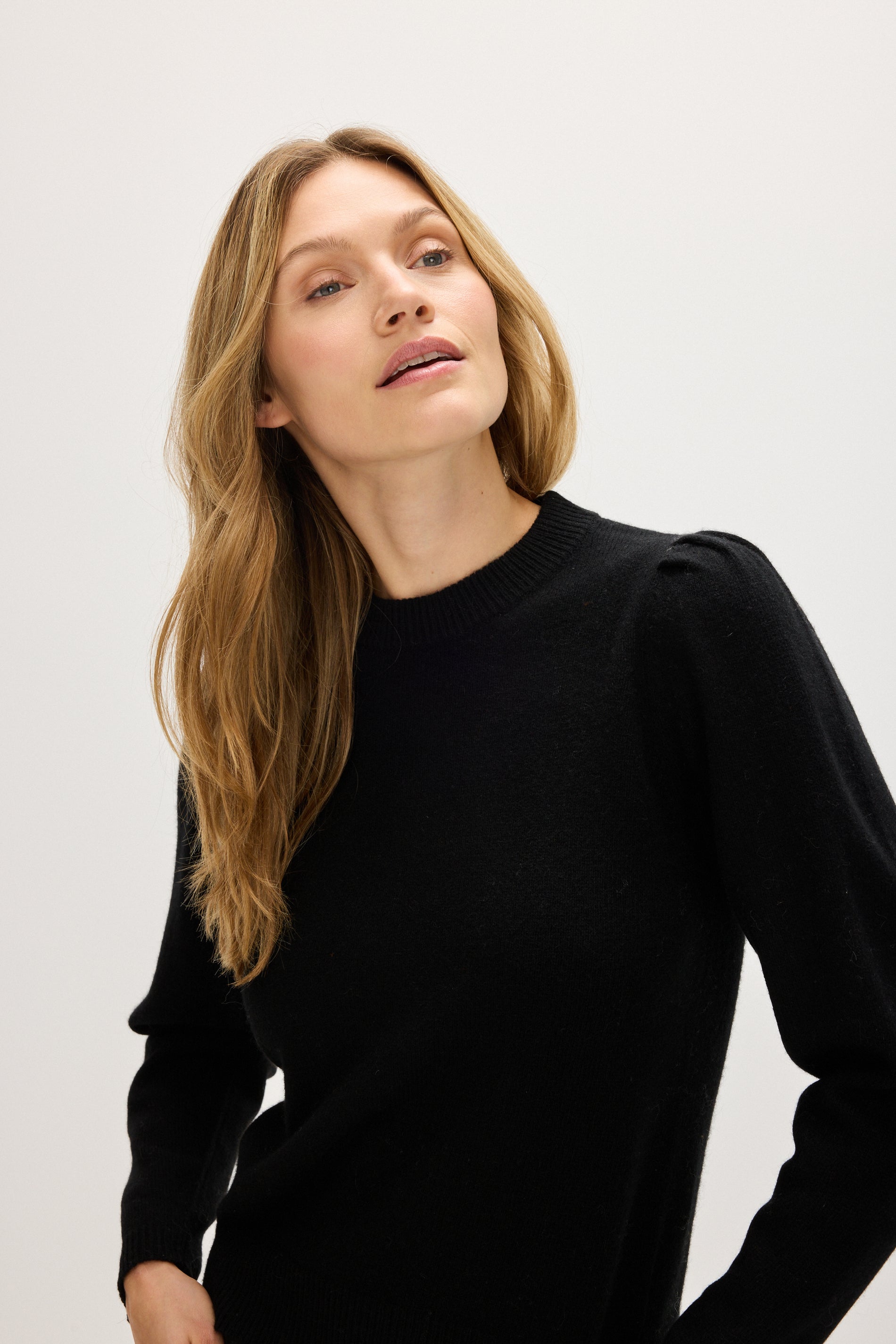 Davida Puff Sleeve Sweater Long Sweaters Black