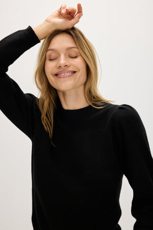 Puff Sleeve Sweater Long - Black