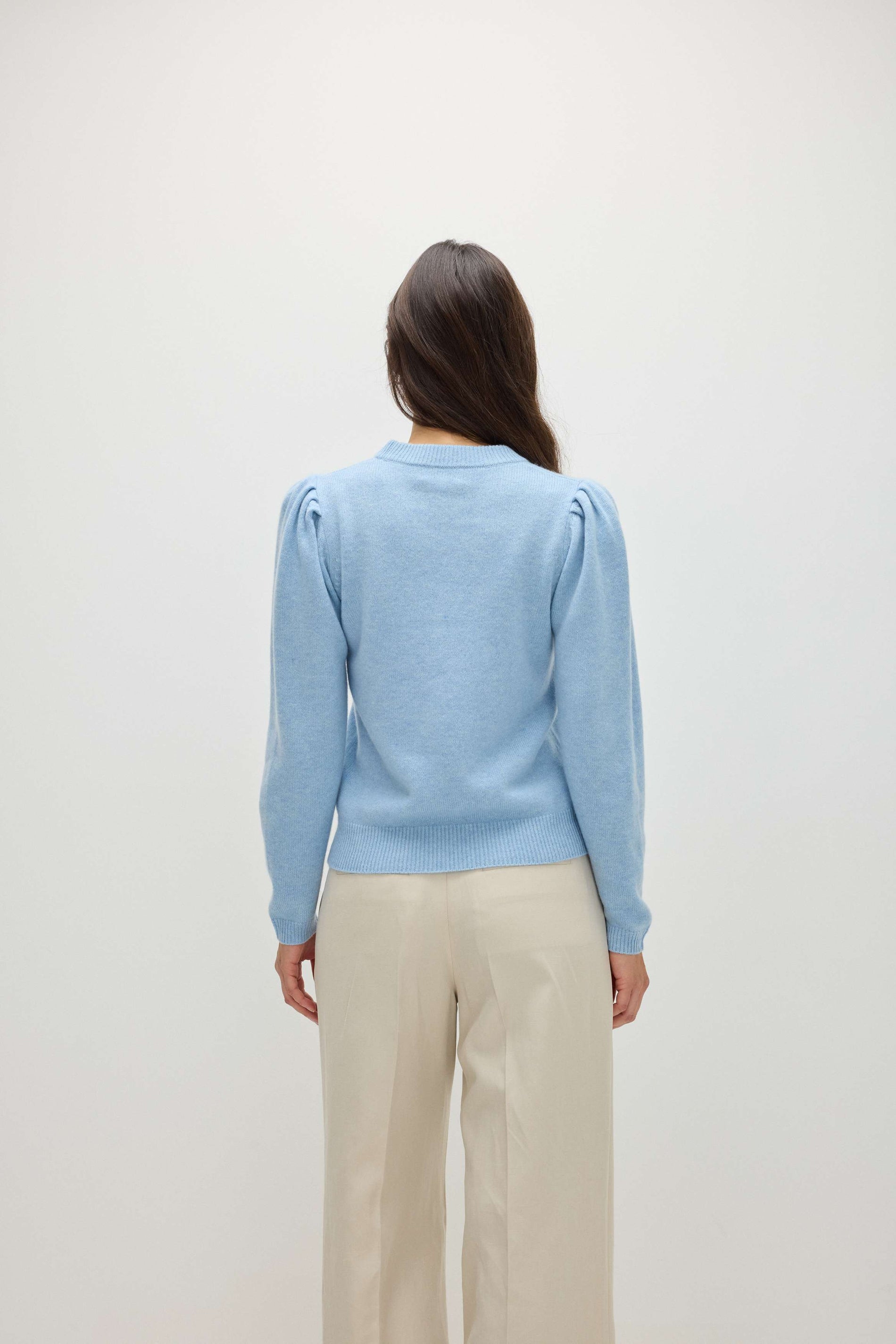 Davida Puff Sleeve Sweater Long Sweaters Blue Fog