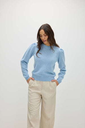 Puff Sleeve Sweater Long - Blue Fog