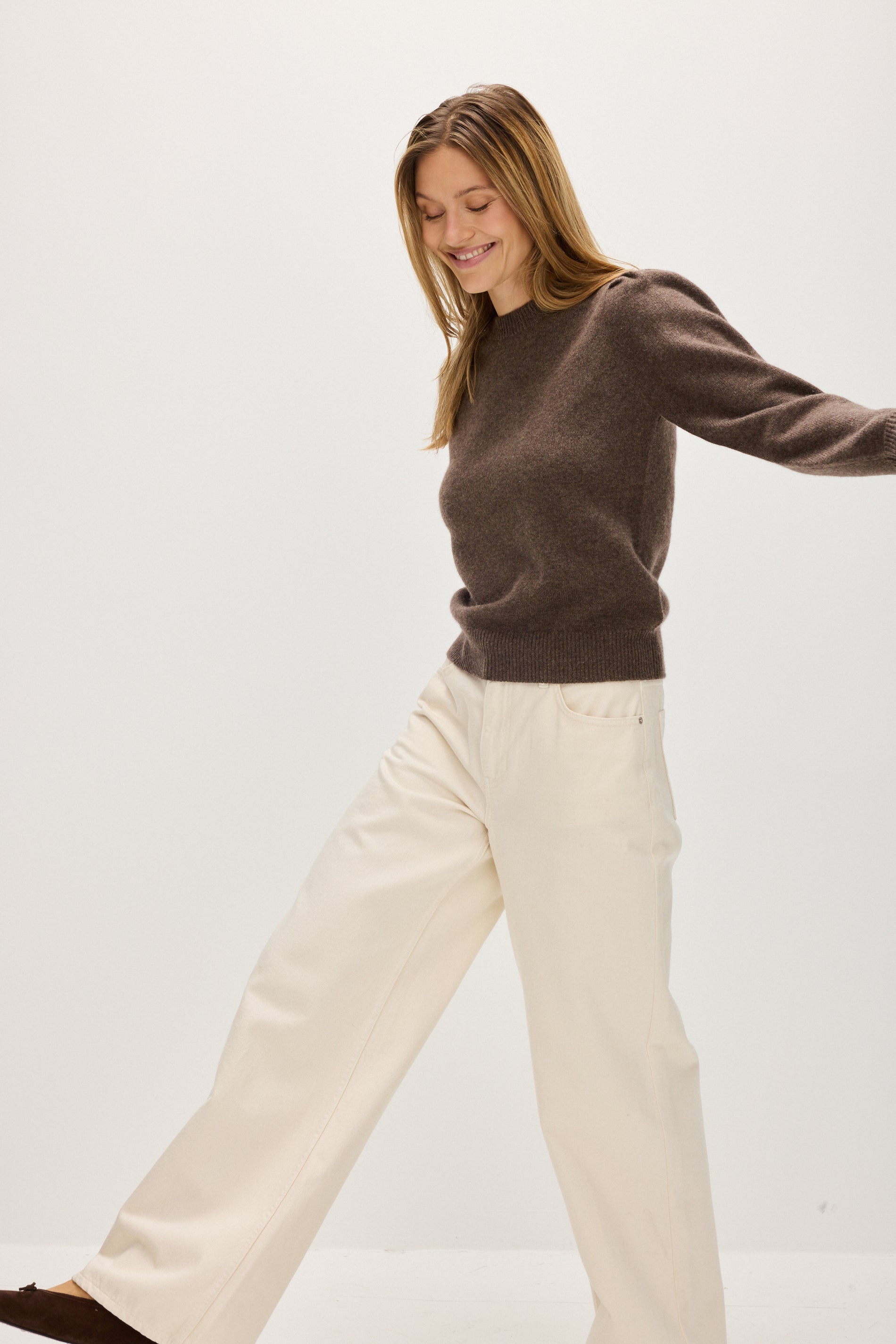Davida Puff Sleeve Sweater Long Sweaters Cacao
