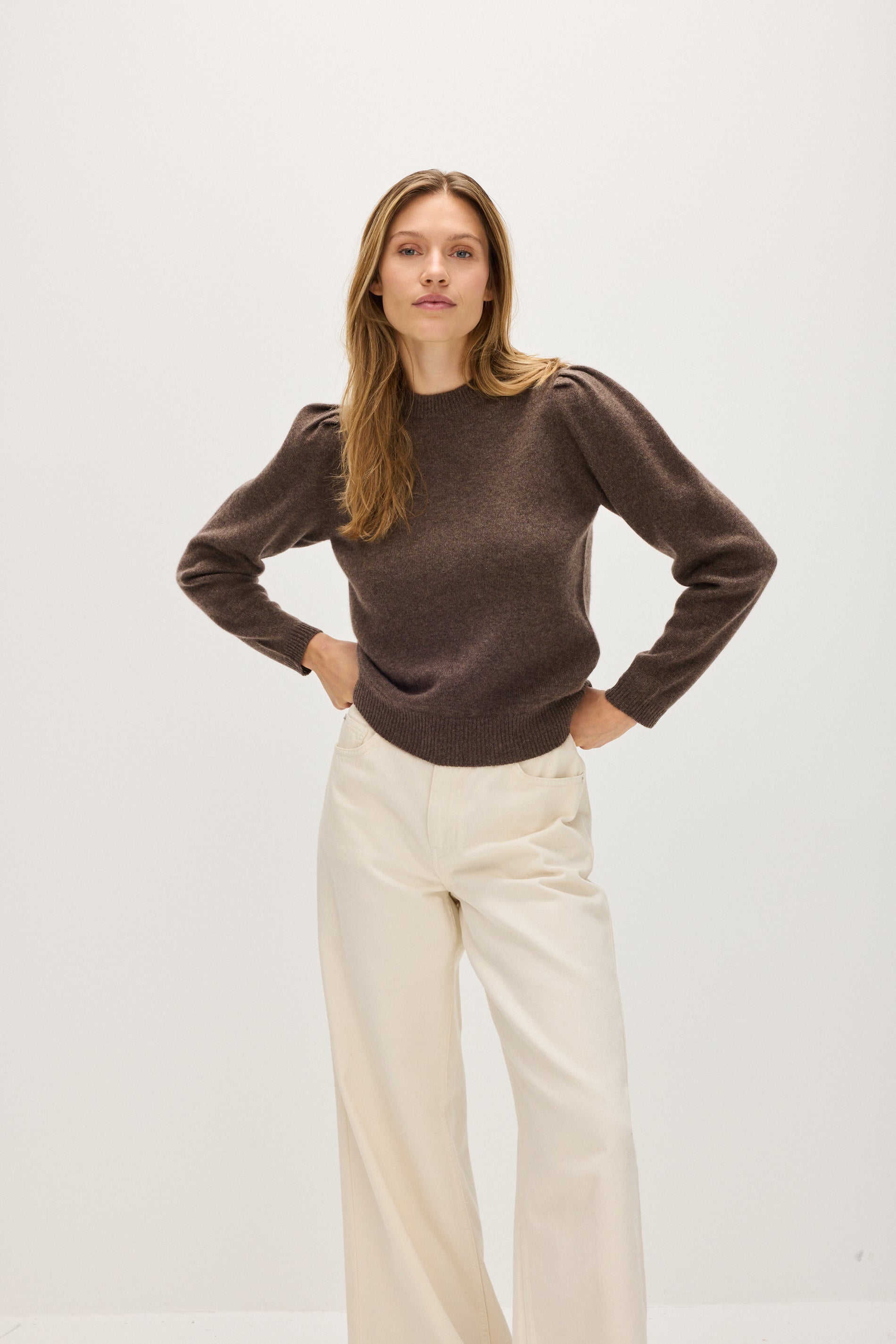 Davida Puff Sleeve Sweater Long Sweaters Cacao